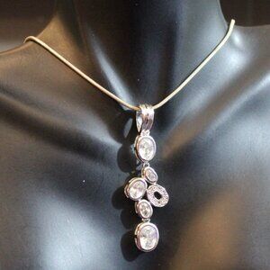 Lia Sophia Rhinestone Abstract Modernist Silver Tone Necklace